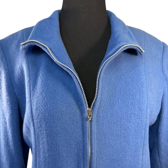 MDP Mario De Pinto Womens Wool Blend Blue Zip-Up Jacket - Picture 2 of 10